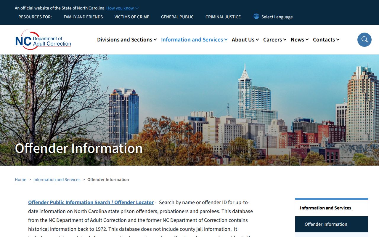 NCDAC Gaston County released offender search options